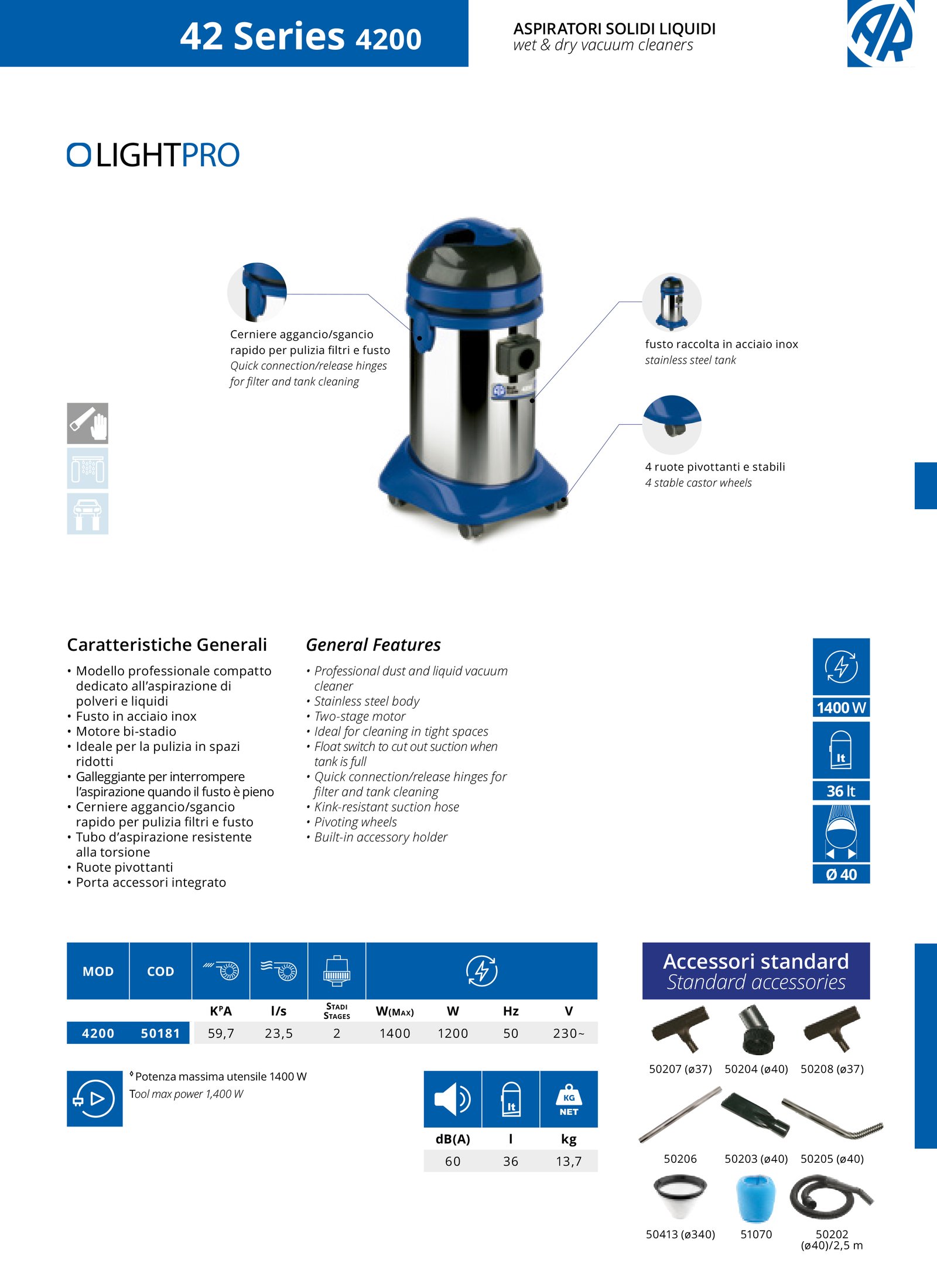 Putekļusūcējs AR Blue Clean Light PRO 4200