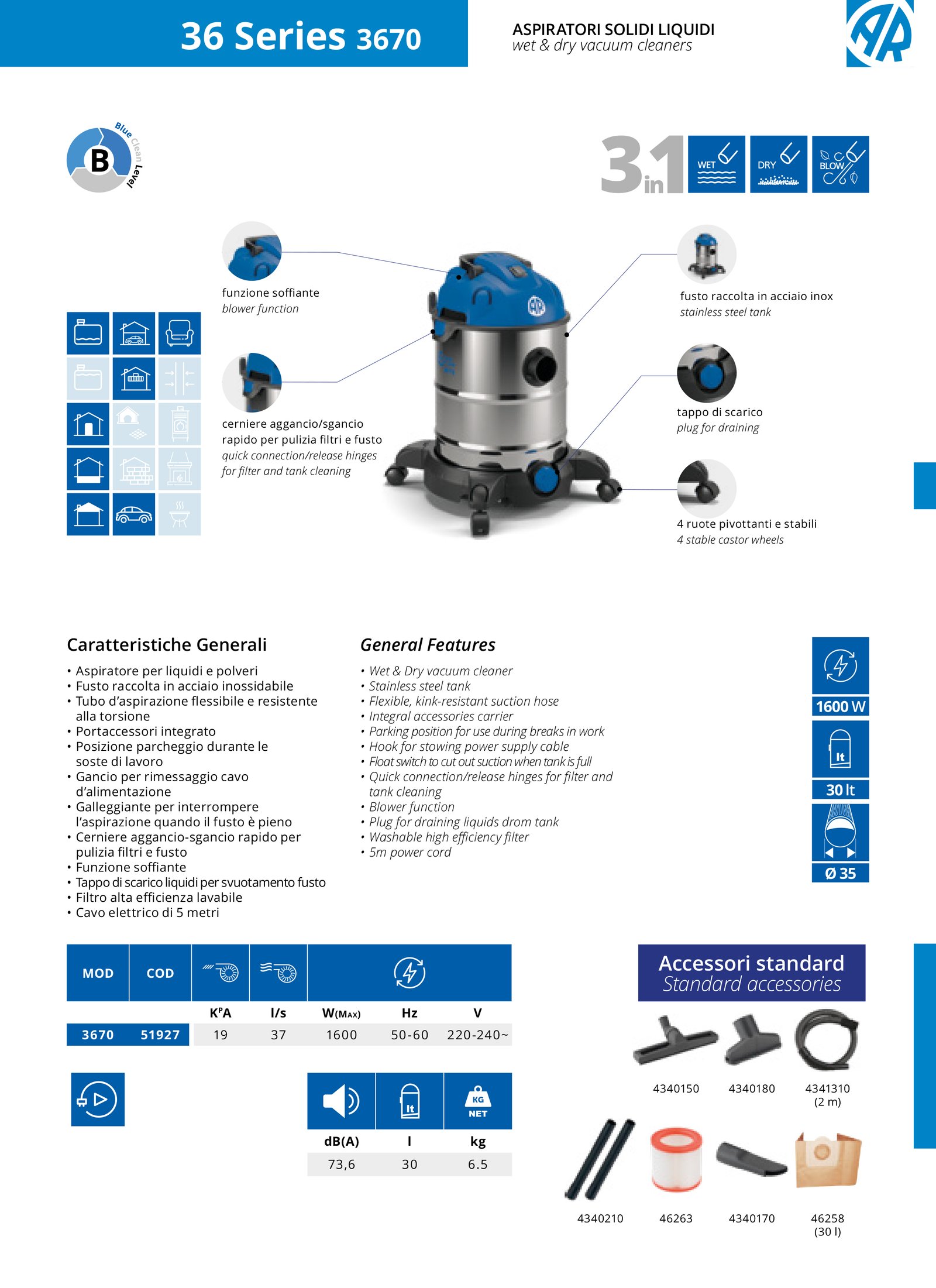 Putekļusūcējs AR Blue Clean 3670