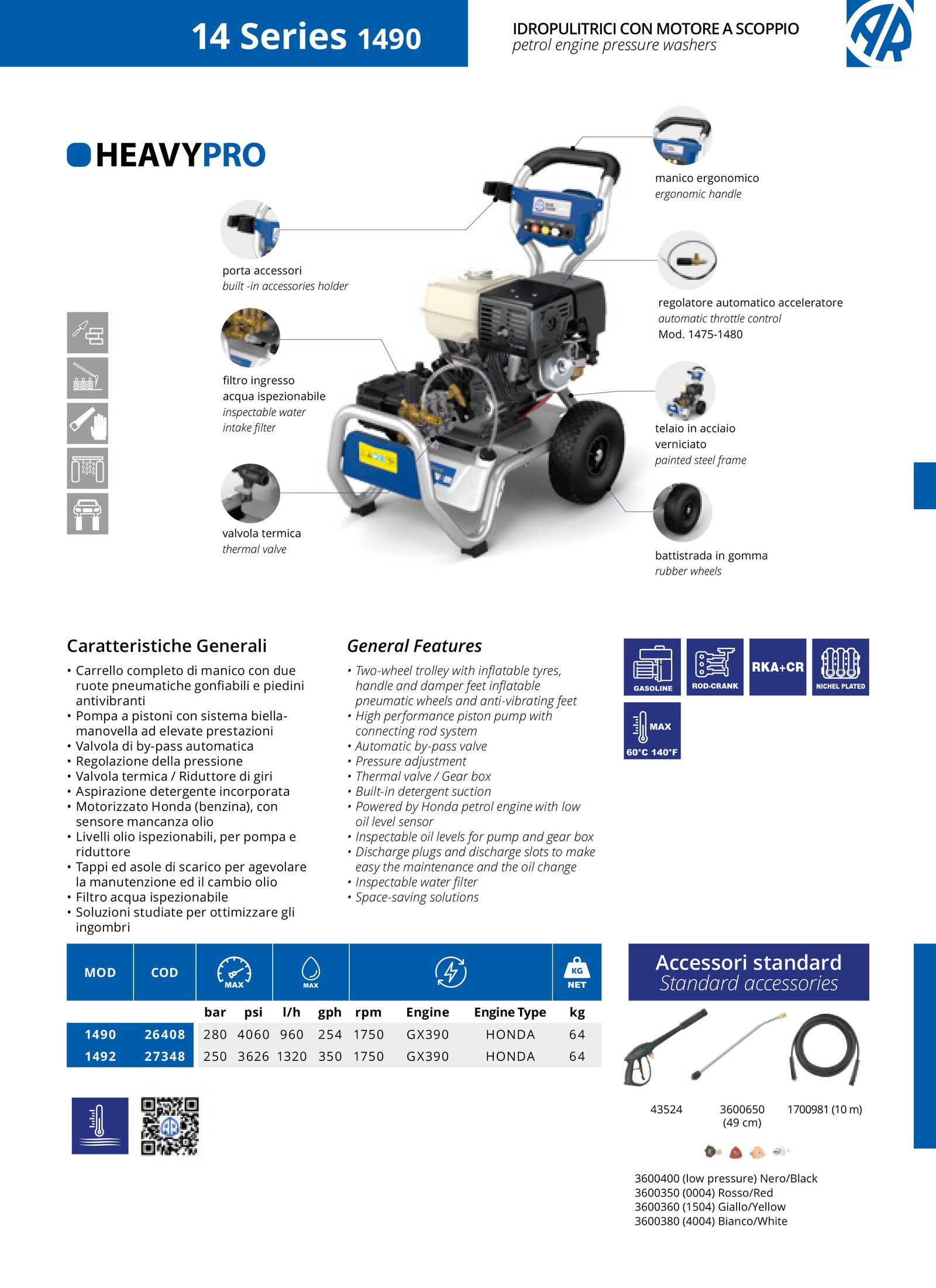 Augstspiediena mazgātājs AR Blue Clean Heavy Pro 1490