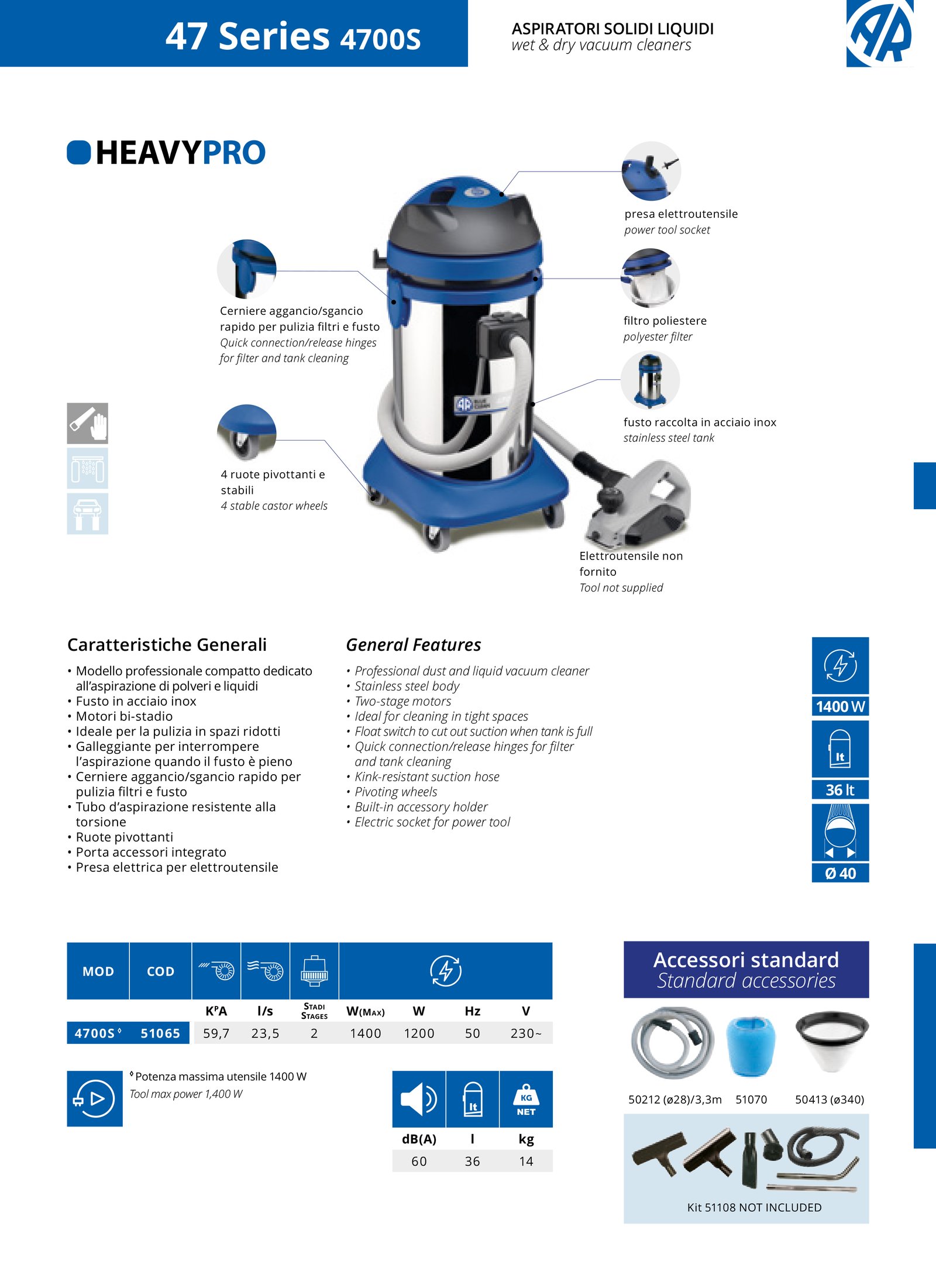 Putekļusūcējs AR Blue Clean Heavy PRO 4700S